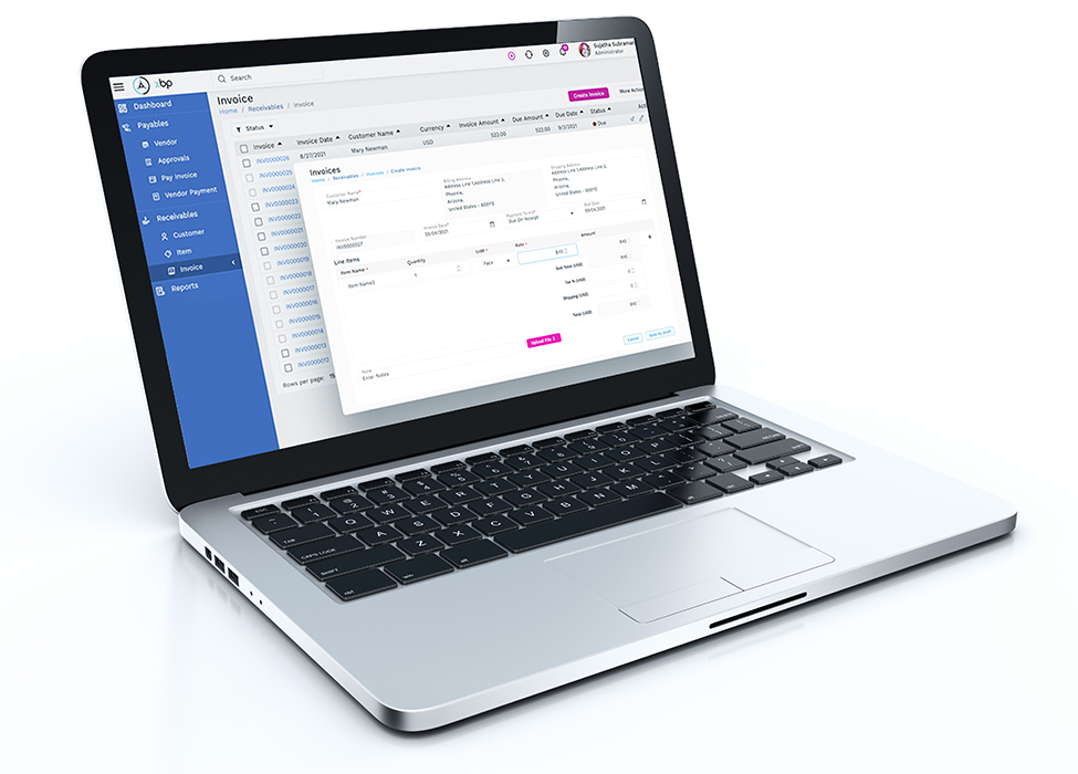 Financial Operations | Close up of computer showing Exela's XBP solution